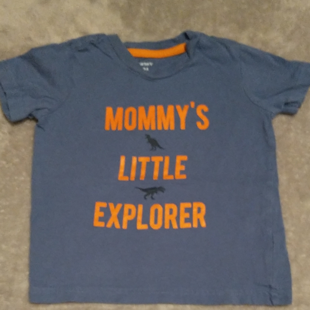 Carter's Blue Tee with Orange 'Mommy's Little Explorer' Print